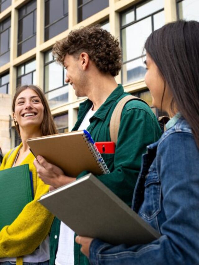 College,Friends,Walk,To,Class,Together.,Multiracial,University,Students,In